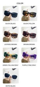 Vue détaillée de sept options de couleurs pour lunettes de soleil carrées oversize