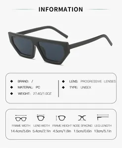 Detailed size specifications for geometric diamond sunglasses with PC frame measurements