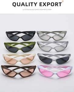 Detailed collection of Y2K cyberpunk cat-eye sunglasses in various colors and frames