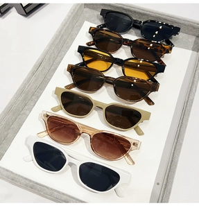 Présentation détaillée de lunettes de soleil œil-de-chat ovales de diverses couleurs