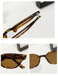 Détails des lunettes léopard montrant les charnières en métal et les dimensions