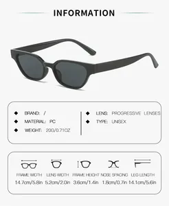 Guide des tailles détaillé pour lunettes de soleil œil de chat ovales avec dimensions