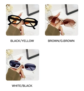 Vues détaillées des lunettes de soleil octogonales en noir jaune, marron et blanc noir