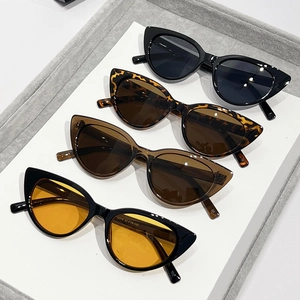 Chic cat-eye sunglasses collection in black, tortoise, and tea frames with diverse lenses