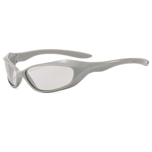 Y2K punk style light grey wrap-around sports sunglasses for outdoor cycling