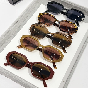 Lot de lunettes de soleil géométriques hexagonales colorées avec montures en acétate