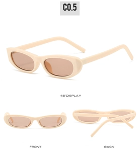 Three-angle view of vintage oval cream sunglasses with light brown lenses, style C0.5