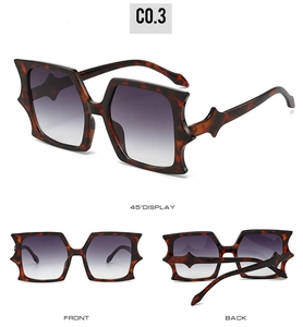 Three-view display of vintage tortoiseshell square sunglasses with dark grey gradient lenses