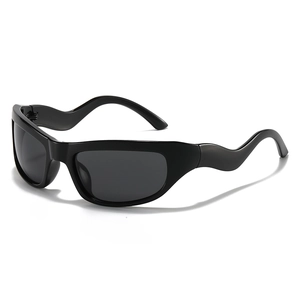 Y2k Future Style Sunglasses With Wavy Temples Pc Frame Uv400 Protection Outdoor Cycling Cyberpunk Fashion Eyewear For Men Women