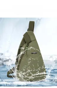 Close-up of waterproof and wear-resistant oxford fabric on army green tactical chest bag