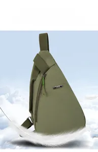 Lightweight avocado green nylon crossbody chest bag with water-resistant fabric details