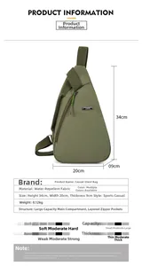 Detailed size specifications for green waterproof nylon crossbody chest bag