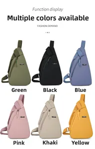Detailed grid view showcasing six colors of the LSNR minimalist nylon crossbody chest bags