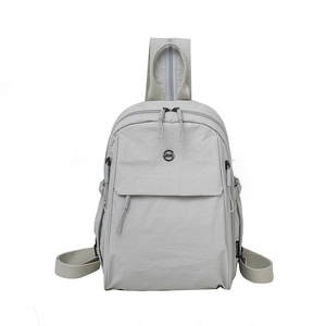 Sac À Dos Femme Minimaliste Léger Nylon Imperméable Multi-Poches Sac De Voyage Décontracté Couleur Unie Mode