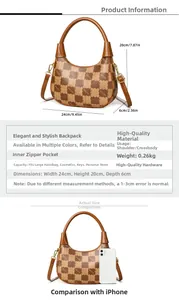 Brown monogram crossbody bag details with 24x20x6cm dimensions and shoulder strap