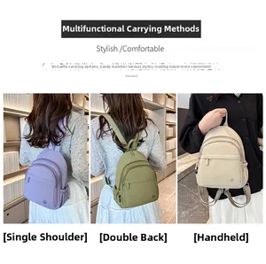 Three-way convertible nylon backpack showing shoulder, handheld and crossbody carry styles
