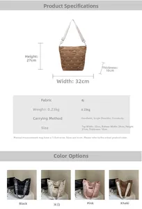 Tableau des tailles pour grand sac cabas matelassé avec nœud et dimensions