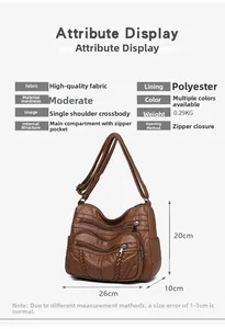 Internal structure of the brown PU leather crossbody bag showing dual zip pockets