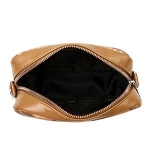 Sac à bandoulière marron à damier avec fermeture éclair et intérieur spacieux noir