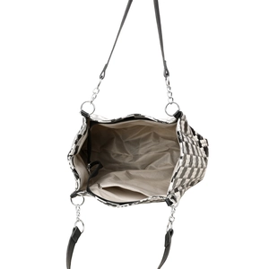 Sac fourre-tout à damier avec grande capacité, bretelles en chaîne et poche intérieure