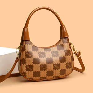 Retro contrast color crossbody bag with logo print and elegant top handle for women