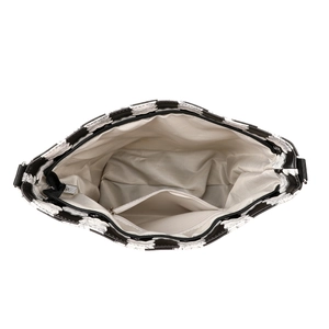 Sac fourre-tout à damier floral avec compartiment spacieux et doublure à chevrons