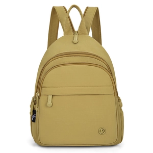 Minimalist multi-pocket large capacity ginger nylon backpack with stylish top handle