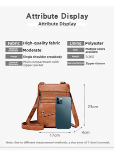 Detailed size overview of the brown vintage shoulder bag with dimensions 23x17x4cm