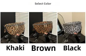 Détails des sacs banane à imprimé léopard en coloris kaki, marron et noir