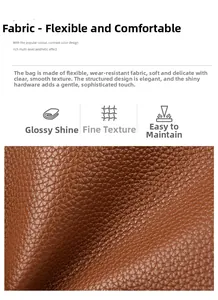 Detailed macro view of soft brown lychee grain leather texture with refined finish