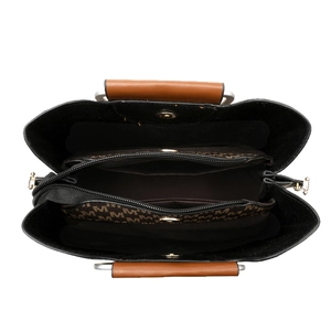 Sac à main grande capacité avec trois compartiments et doublure jacquard élégante