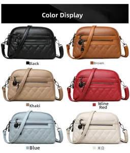 Six colors display of shell-shaped crossbody bags featuring quilted pattern and lychee texture