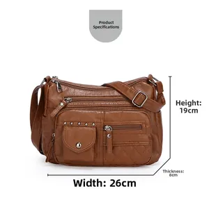 Dimensions du sac bandoulière marron: Largeur 26cm, Hauteur 19cm, Profondeur 8cm