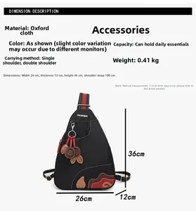 Waterproof black oxford backpack dimensions 26x12x36cm with weight 0.41kg details