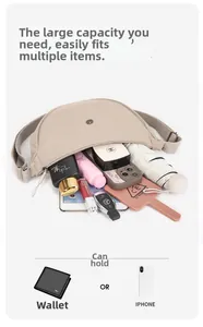 Vista interna dettagliata della borsa in nylon che mostra la grande capacità per gli oggetti