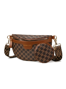 Détail du sac banane à monogramme vintage avec petit porte-monnaie et bandoulière tissée