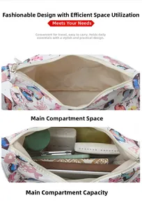 Detailed view of the butterfly print bag interior showing its spacious main compartment