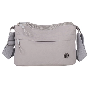 Waterproof nylon crossbody bag for women with multi-compartment design in light purple