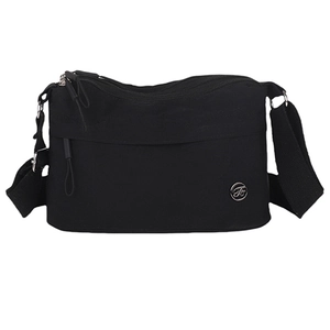 Waterproof nylon crossbody shoulder bag with multi-pocket design and metal logo detail