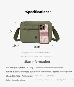 Detaillierte Größenangaben und Gewicht für die armee-grüne Nylon Umhängetasche