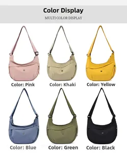 Multi-color oxford crossbody crescent bags available in six vibrant stylish colors