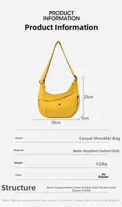 Waterproof Oxford cloth crossbody bag size 35x23x5cm showing internal compartments