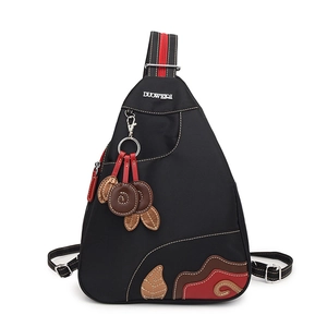 Women Waterproof Nylon Backpack Multi-functional Chest Bag Anti-theft Travel Lightweight Ethnic Leaf Embroidery Fashion