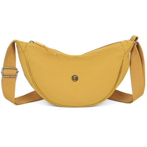 Borsa a tracolla a mezzaluna in nylon giallo brillante con ampia tracolla