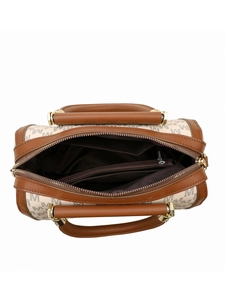 Top view of Boston bag showing large interior space with dark lining and zipper pocket