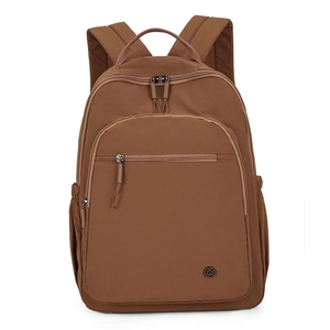 Brauner leichter wasserdichter Nylon-Wanderrucksack mit Multi-Taschen-Design und Metalllogo