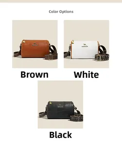 Three mini cylinder bags in brown, white, and black with crocodile texture and kangaroo logo