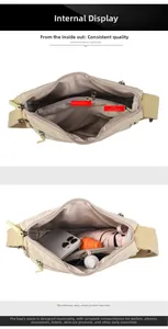 Internal display of the multi-compartment nylon crossbody bag with large storage capacity