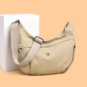 Oxford Cloth Hobo Bag Large Capacity Crescent Crossbody For Women Daily Casual Streetwear Style Wide Adjustable Strap
