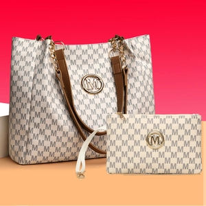 Sac À Main Fourre-Tout Pour Femmes Et Pochette Cuir PU Imprimé Monogramme M Grande Capacité Bandoulière Chaîne Mode Vintage